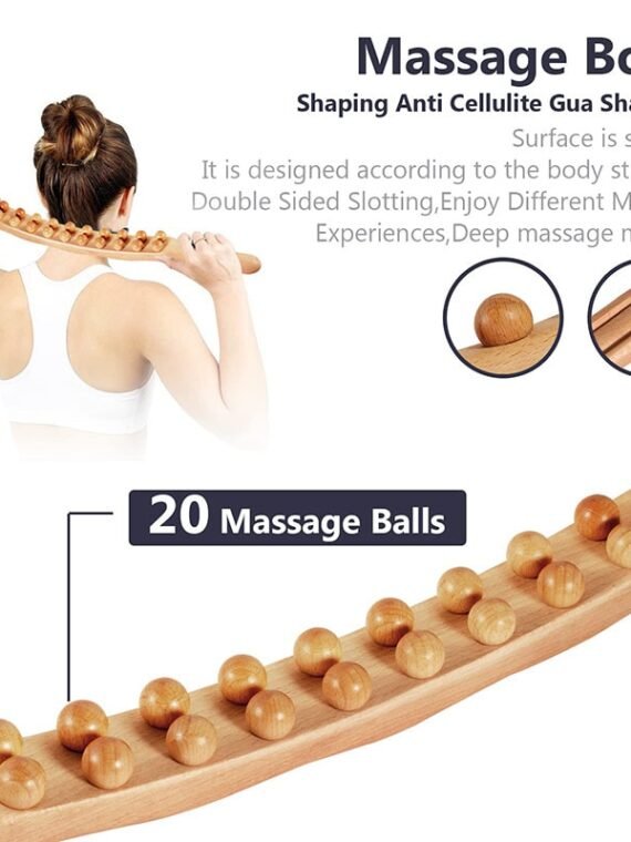 20 Beads Gua Sha Massage Stick Carbonized Wood